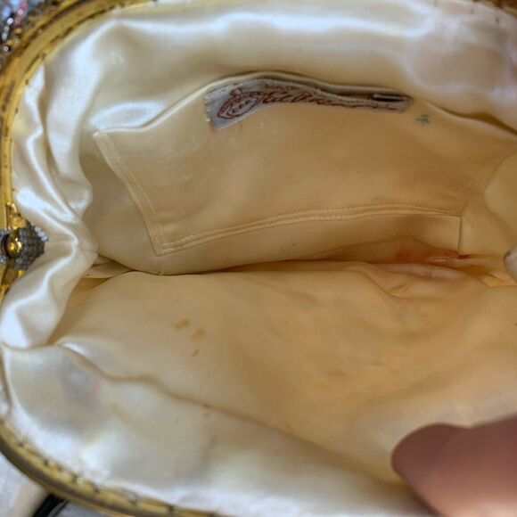 Vintage 50s Ed B. Robinson Micro Bead Handbag Made In France Floral Coquette - Picture 10 of 16